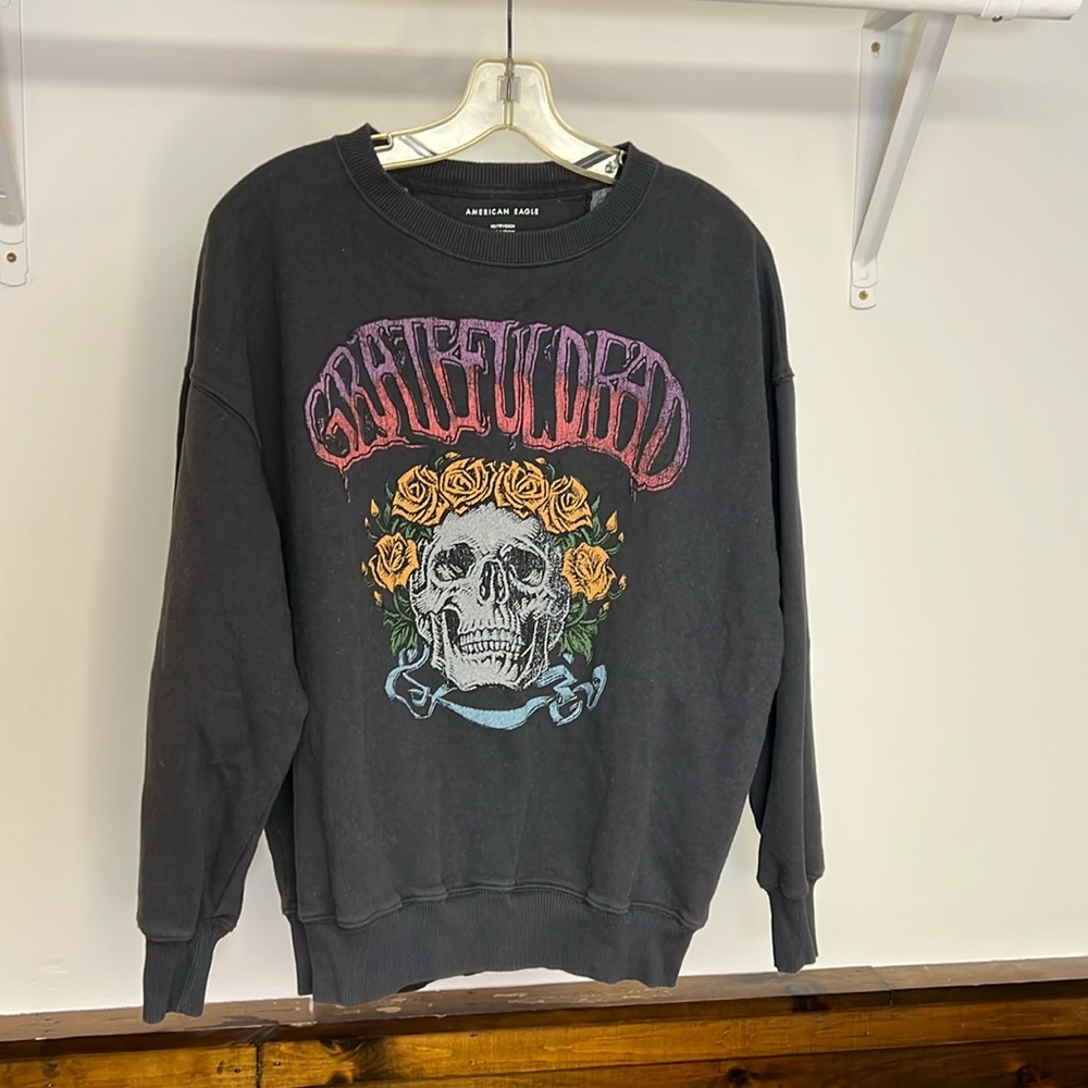 AEO Grateful Dead Gray Oversized Crewneck Graphic‎ Sweatshirt- XS